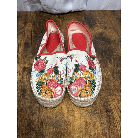 Johnny Was Andra Espadrille Floral Embroidered Slip On Platform Boho Size 7.5 - Picture 2 of 11